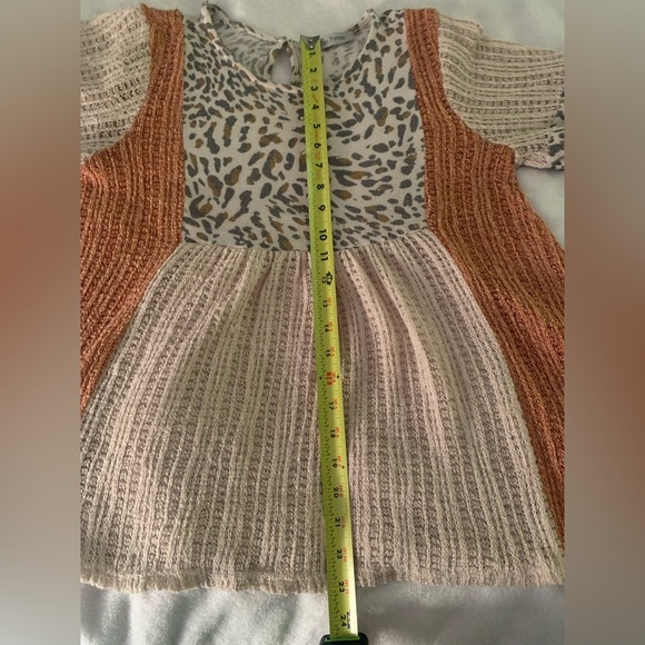 Ces Femme Pink and Gray Leopard Patchwork Boho Peasant Blouse - Picture 11 of 13